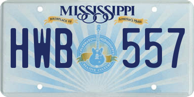 MS license plate HWB557