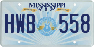 MS license plate HWB558