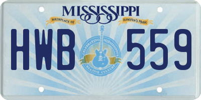 MS license plate HWB559
