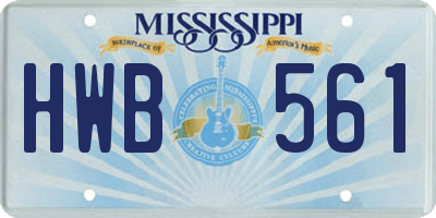 MS license plate HWB561