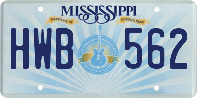 MS license plate HWB562