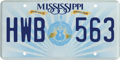 MS license plate HWB563