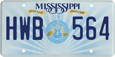 MS license plate HWB564