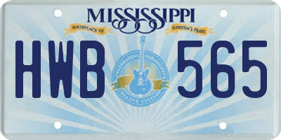 MS license plate HWB565