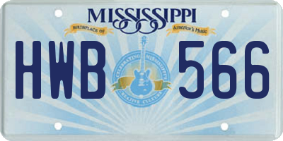 MS license plate HWB566