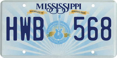 MS license plate HWB568