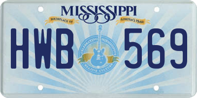 MS license plate HWB569