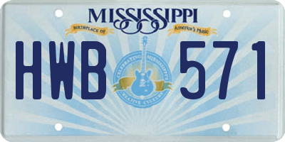 MS license plate HWB571