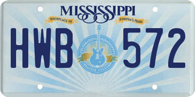 MS license plate HWB572