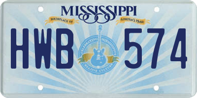 MS license plate HWB574