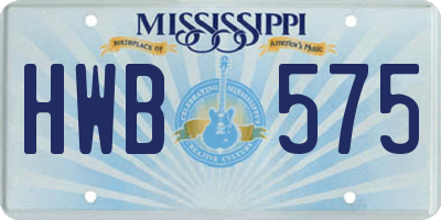 MS license plate HWB575