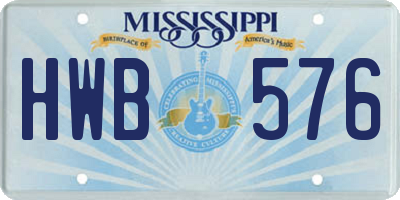 MS license plate HWB576