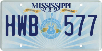 MS license plate HWB577