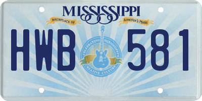 MS license plate HWB581
