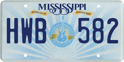 MS license plate HWB582