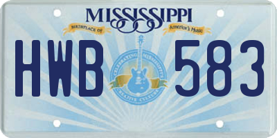 MS license plate HWB583
