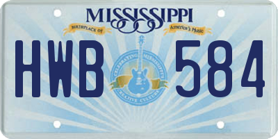 MS license plate HWB584