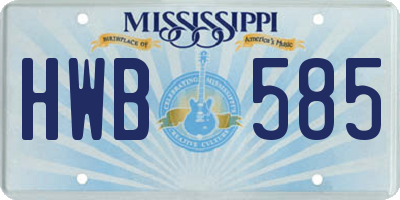 MS license plate HWB585