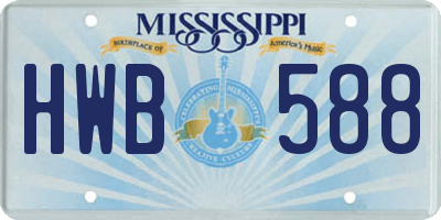 MS license plate HWB588