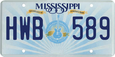 MS license plate HWB589