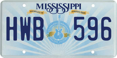 MS license plate HWB596