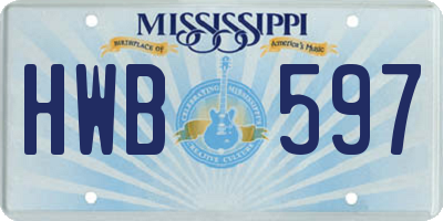 MS license plate HWB597