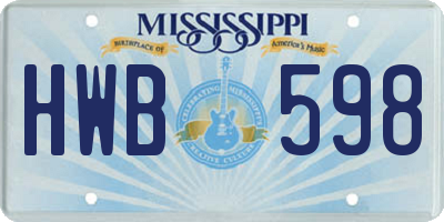 MS license plate HWB598