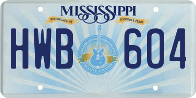 MS license plate HWB604