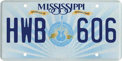 MS license plate HWB606