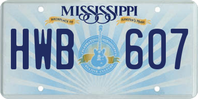 MS license plate HWB607