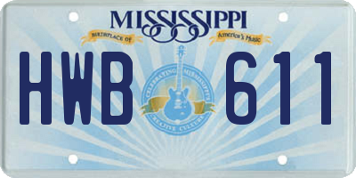 MS license plate HWB611
