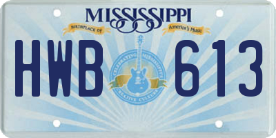 MS license plate HWB613