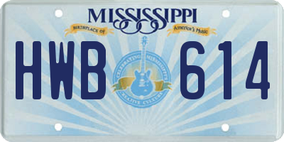 MS license plate HWB614