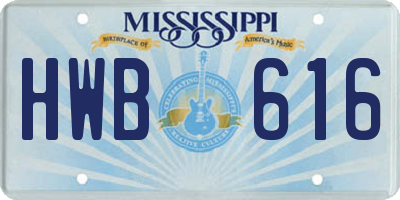 MS license plate HWB616