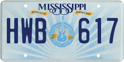 MS license plate HWB617