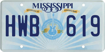 MS license plate HWB619