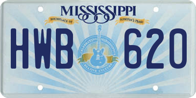 MS license plate HWB620