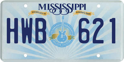 MS license plate HWB621
