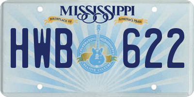 MS license plate HWB622