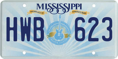 MS license plate HWB623