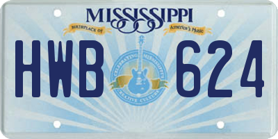 MS license plate HWB624