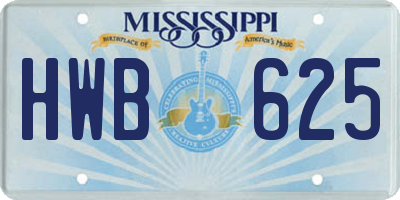 MS license plate HWB625