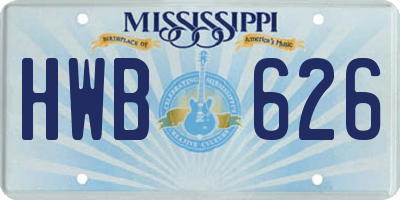 MS license plate HWB626