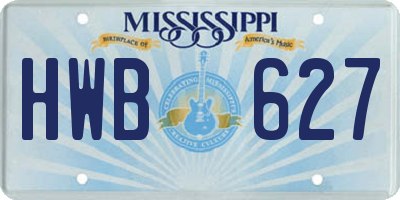 MS license plate HWB627