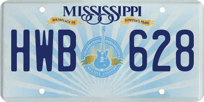 MS license plate HWB628