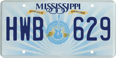MS license plate HWB629