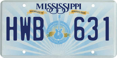 MS license plate HWB631