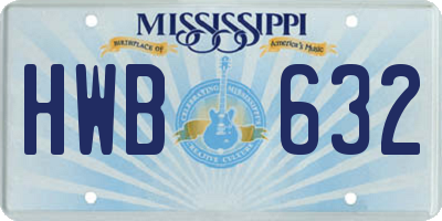 MS license plate HWB632