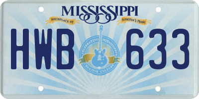 MS license plate HWB633