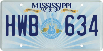 MS license plate HWB634